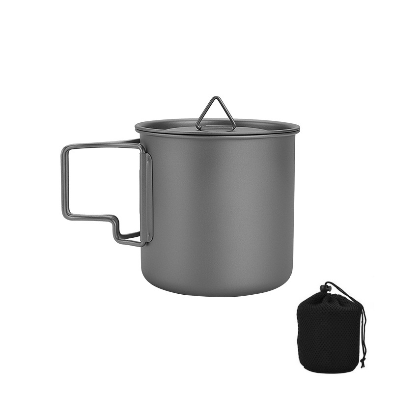 Camping Cooking Set Lightweight - Титановая походная кружка со складной ручкой,