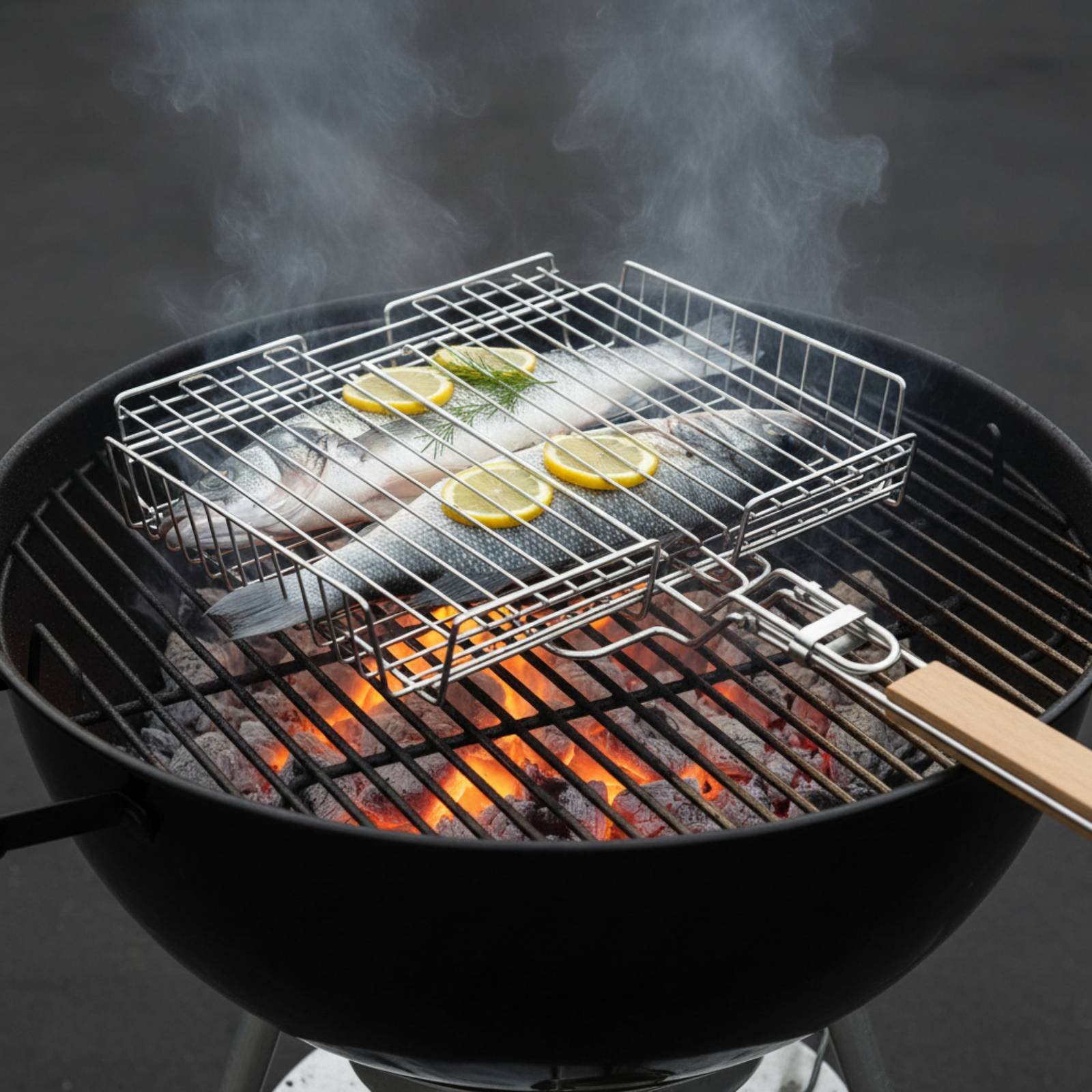 Camping Cooking Gear - Корзина для гриля с деревянной ручкой,
