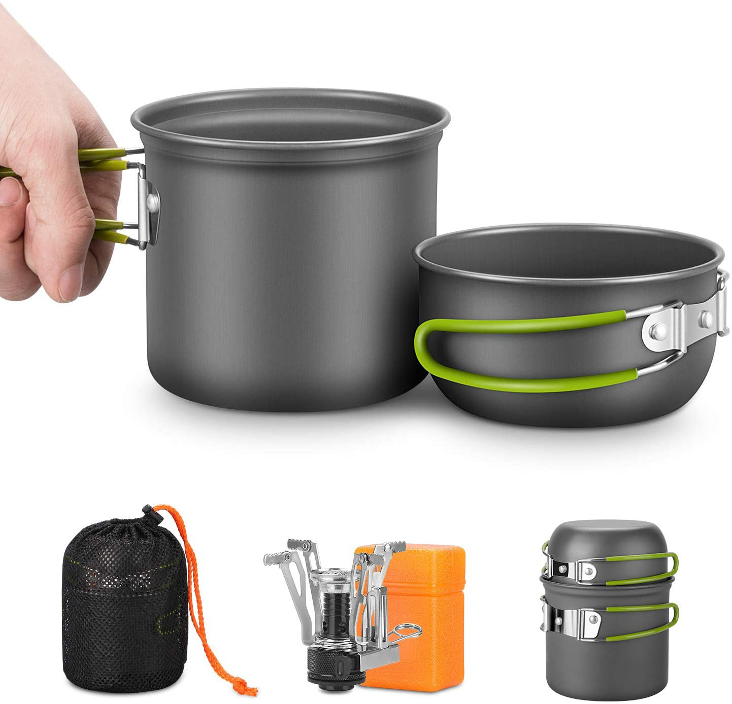 Camping Cooking Box Set - Набор посуды для кемпинга с плитой,