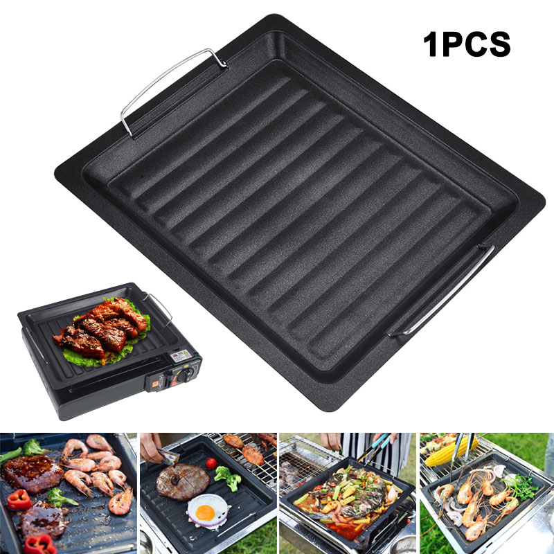 Camping Cooking Gear - Уличная толстая квадратная сковорода-гриль с двумя