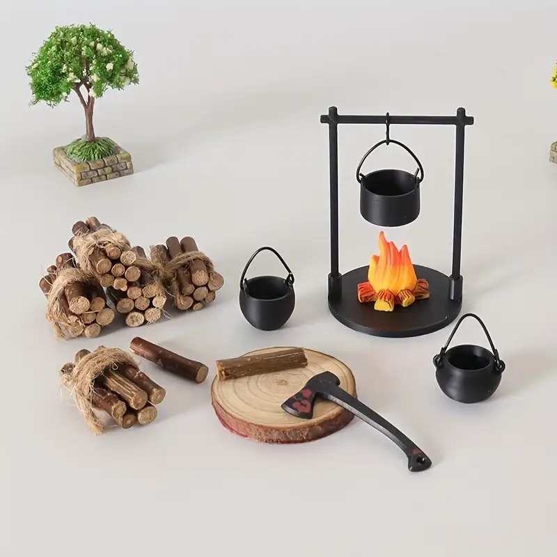 Camping Cooking Gear - Мини-костер, подвесная плита, горшок, кукольный домик,