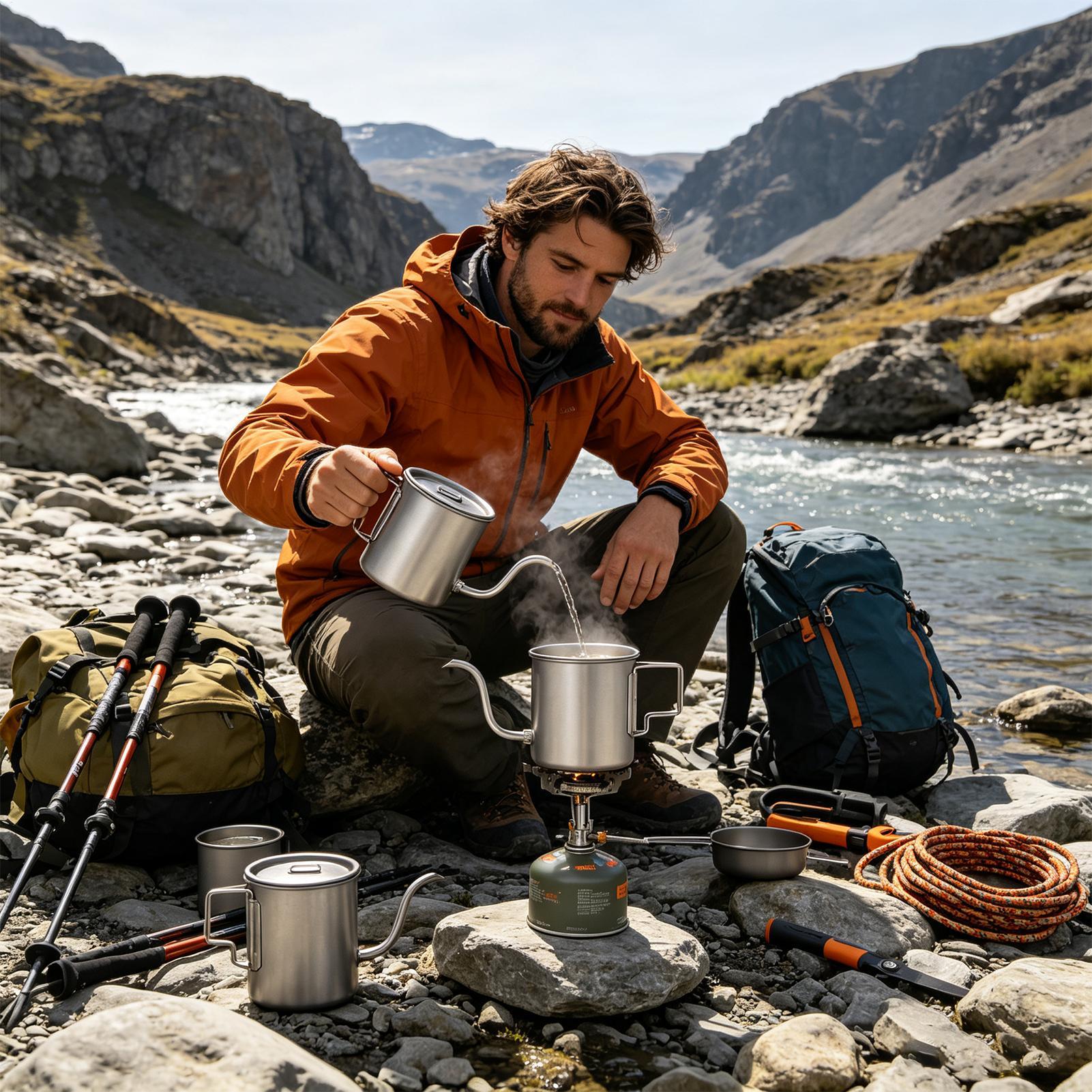 Чайник для кофе из титана 420  – обзор и цена Camping Cooking Top